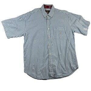 Pussers British West Indies Striped Button Down Shirt XL Blue White Nautical